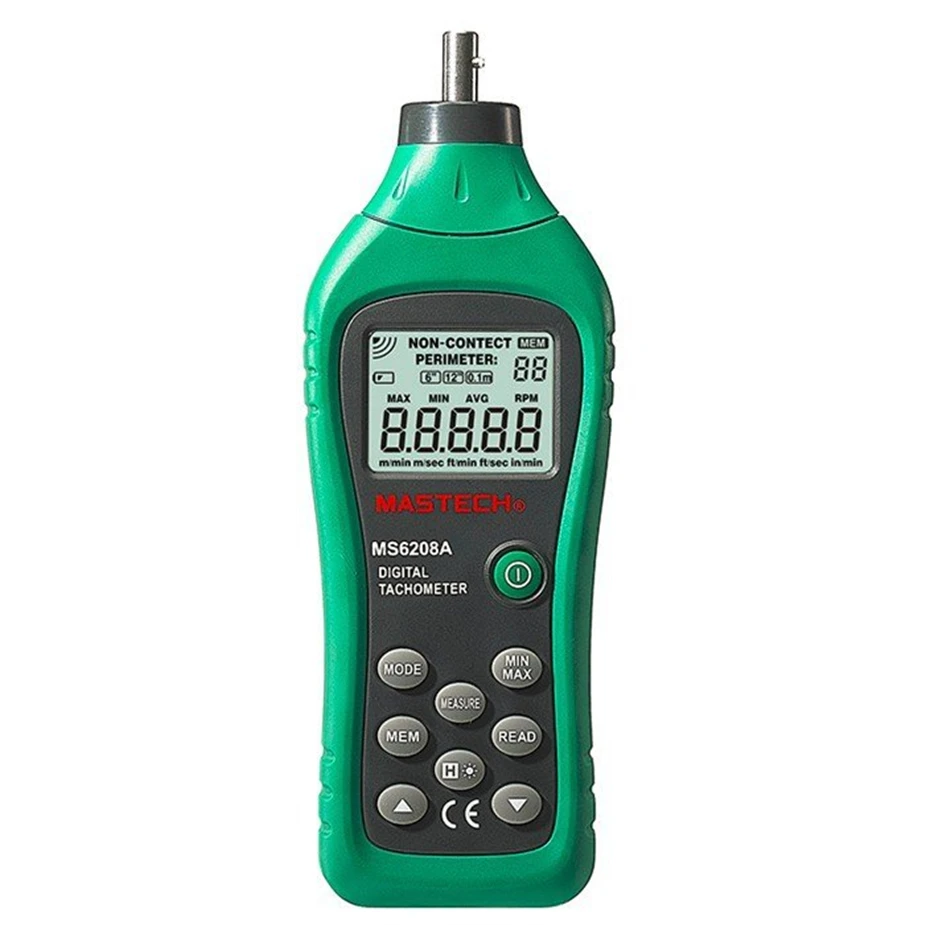 

MASTECH MS6208A LCD Display Contact-type Digital Tachometer RPM Meter with Backlit and Rotation Spe