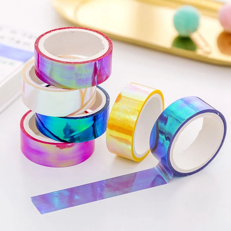 

Creative Glitter Rainbow Laser Paper Tape Stationery Scrapbooking Decorative Adhesive Tapes DIY Masking Tape School Supplies