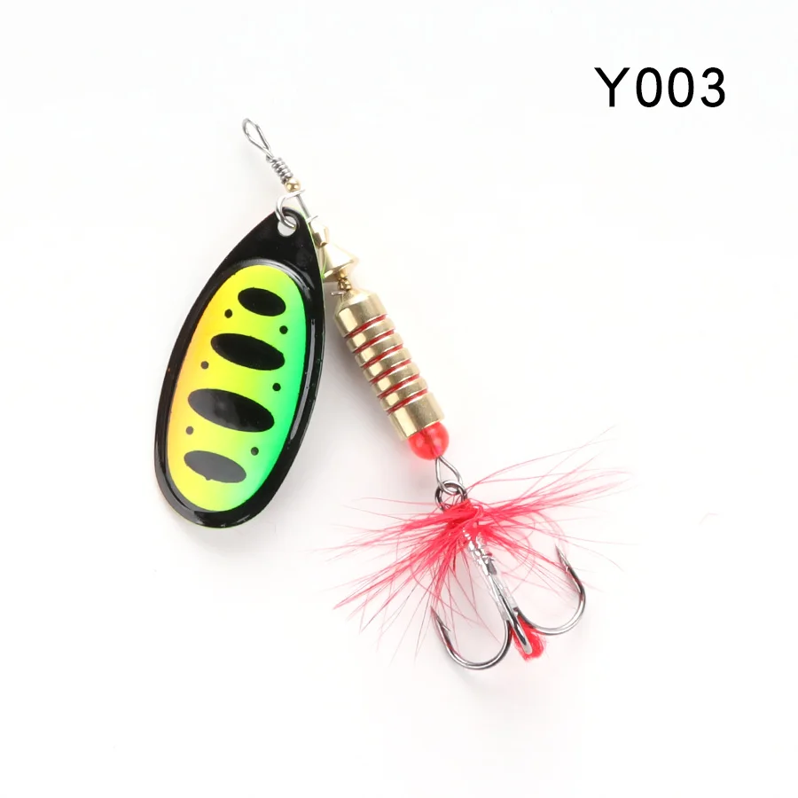 W.P.E New Spinner Lure Hard Bait 1pcs 6.5g/10g/13.5g Spoon Lure Metal Lure Feather Treble Hook Fishing Tackle Bass Fishing Pesca - Цвет: Y003