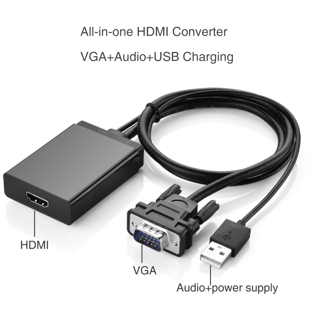 LuguLake VGA to HDMI Converter Adapter with Micro USB Cable for PC TV Laptop Projector 1080P-in Audio & Video Cables from Computer & Office on ...