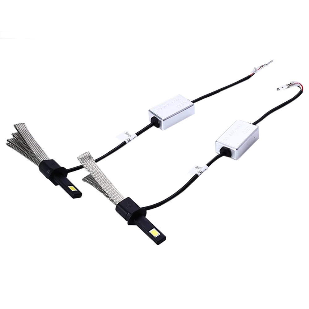

2pcs 6000K LED Car Headlights H1 Bulbs Conversion Kit All-in-one with Tinned Copper Braid LED lighting 9-36V 30W White Emitting