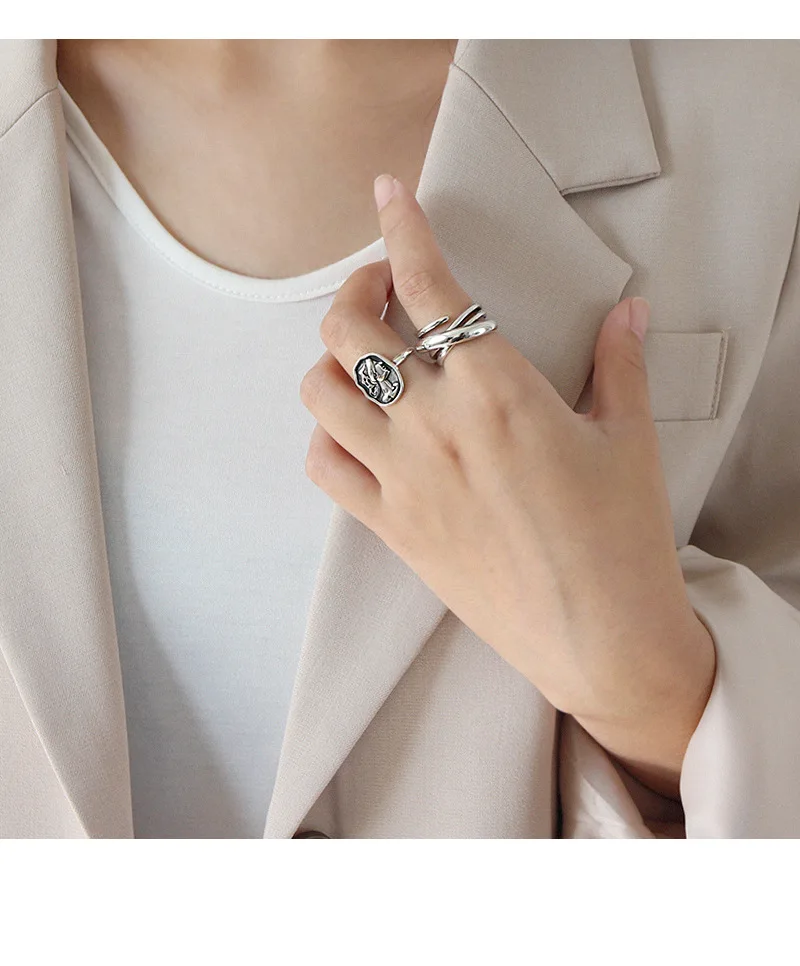 DIEERLAN преувеличенные индивидуальные 925 пробы серебряные королевские кольца для женщин богемное винтажное регулируемое античное кольцо Anillos