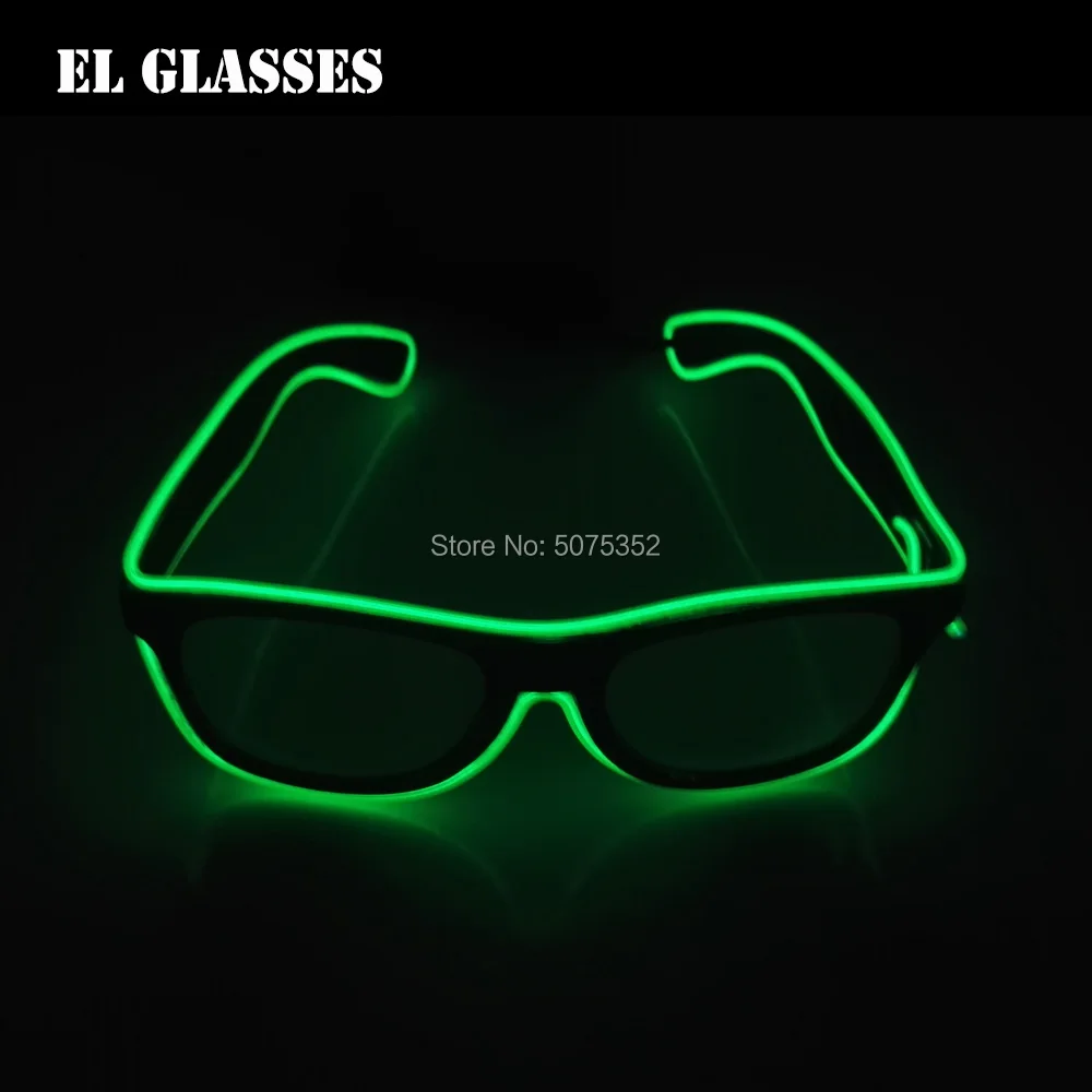 Прямая, светящиеся в темноте EL Wire очки для мужчин и женщин, яркие светодиодные очки, неоновые мигающие очки для танцев на Хэллоуин, DJ Club - Color: Green