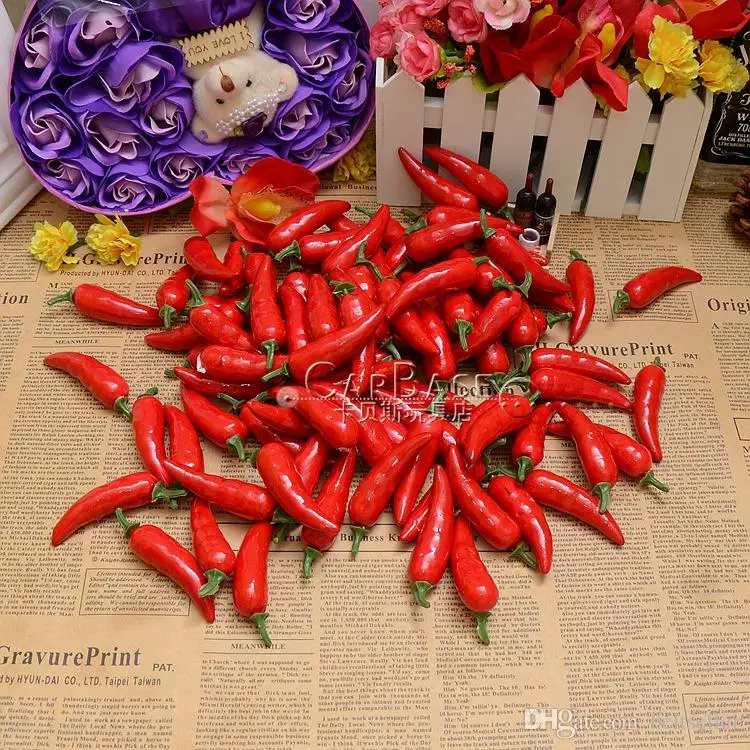  Artificial Simulation Red pepper plastic chili Artificial Vegetables Photography Props Christmas Ornaments Weddding party home decorations