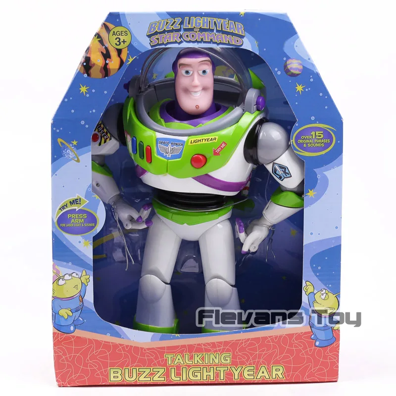 Toy Story Talking Buzz Lightyear Star Command PVC Action Figure Collectible Model Toy with Light Gift for Kids Children Boys