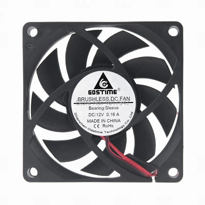 

5Pcs LOT Gdstime Mini DC 12V 2Pin 70mm 70x70x15mm 7015 Brushless Cooling Motor Fan 7cm Fan