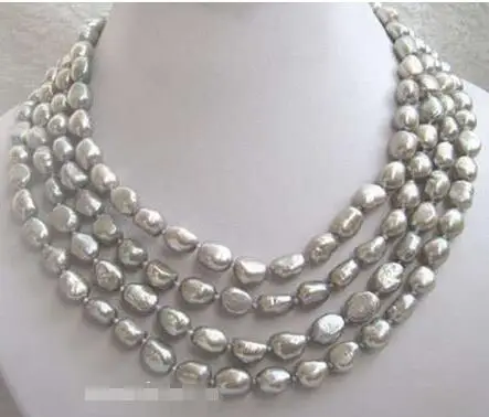 

Hot sale new Style >>>>>hot!64'' south sea baroque gray pearl necklace
