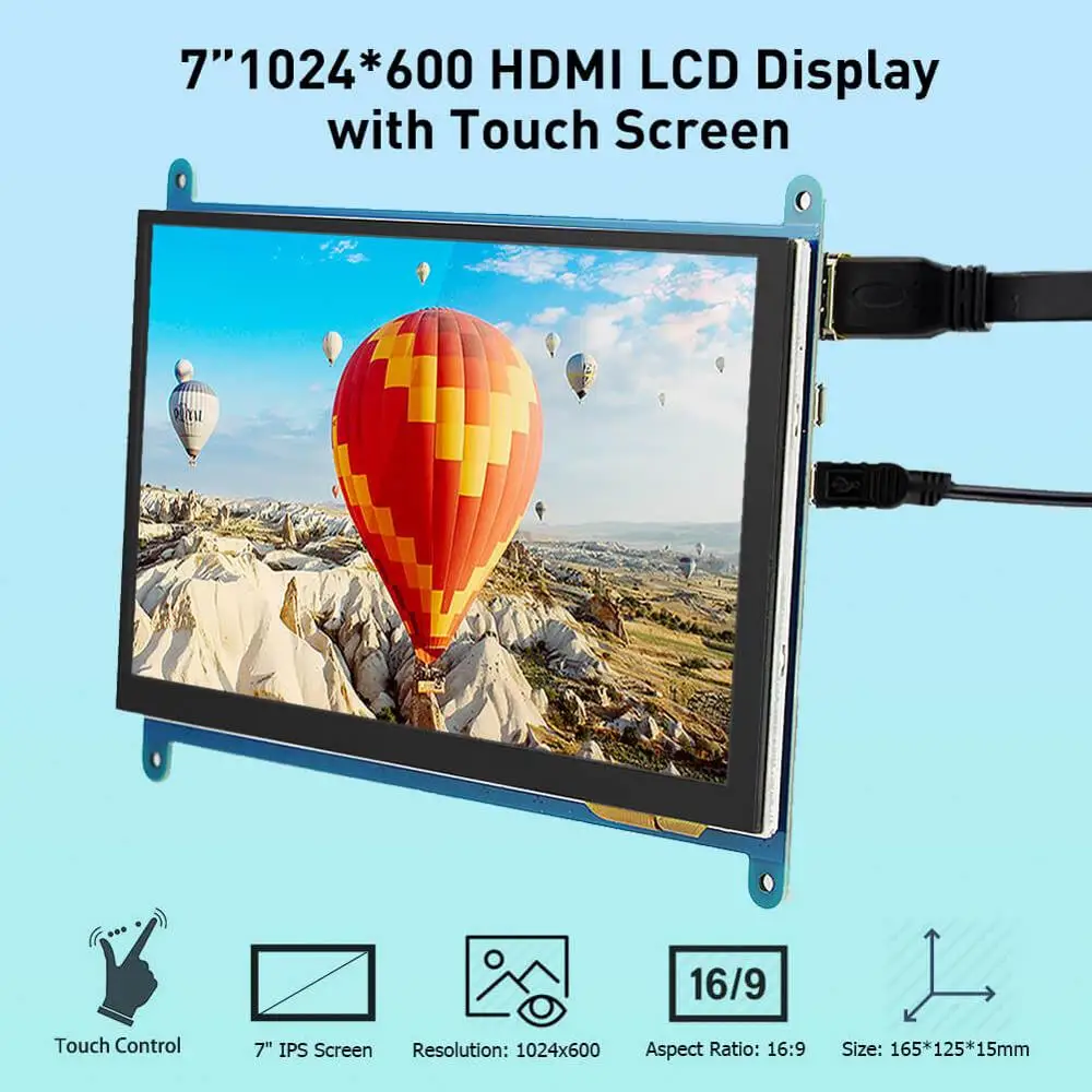 Скидка Электронный Raspberry Pi 3 дисплей 7 дюймов сенсорный экран HDMI HD font b LCD b font TFT 1024X600 монитор 7 дюймов RPI дисплей для Raspberry Pi 3 2B B