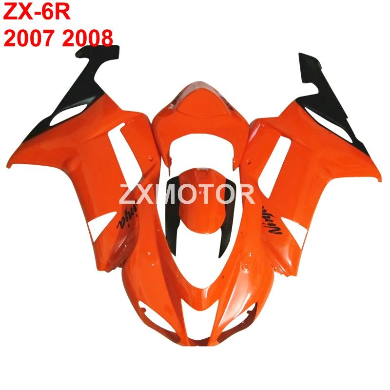 New hot motorcycle fairing kit for Kawasaki ninja ZX6R 07 08 orange black fairings set ZX6R 2007 2008 BG35