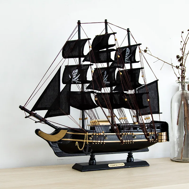 50 см из цельного дерева пиратский корабль средиземноморская Парусная модель деревянные поделки европейские украшения парусная лодка Ручное ремесло аксессуары