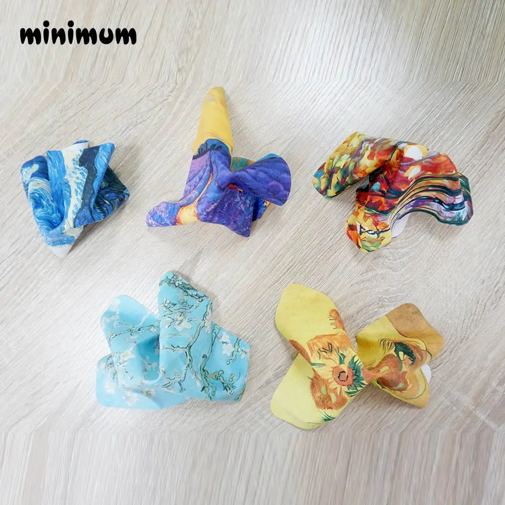 15pcs Retro oil painting Glasses Cloth Microfiber Clean Lens Dust Wiper Camera Screen Cleaner Soft Suede Deer skin flannelette (9)