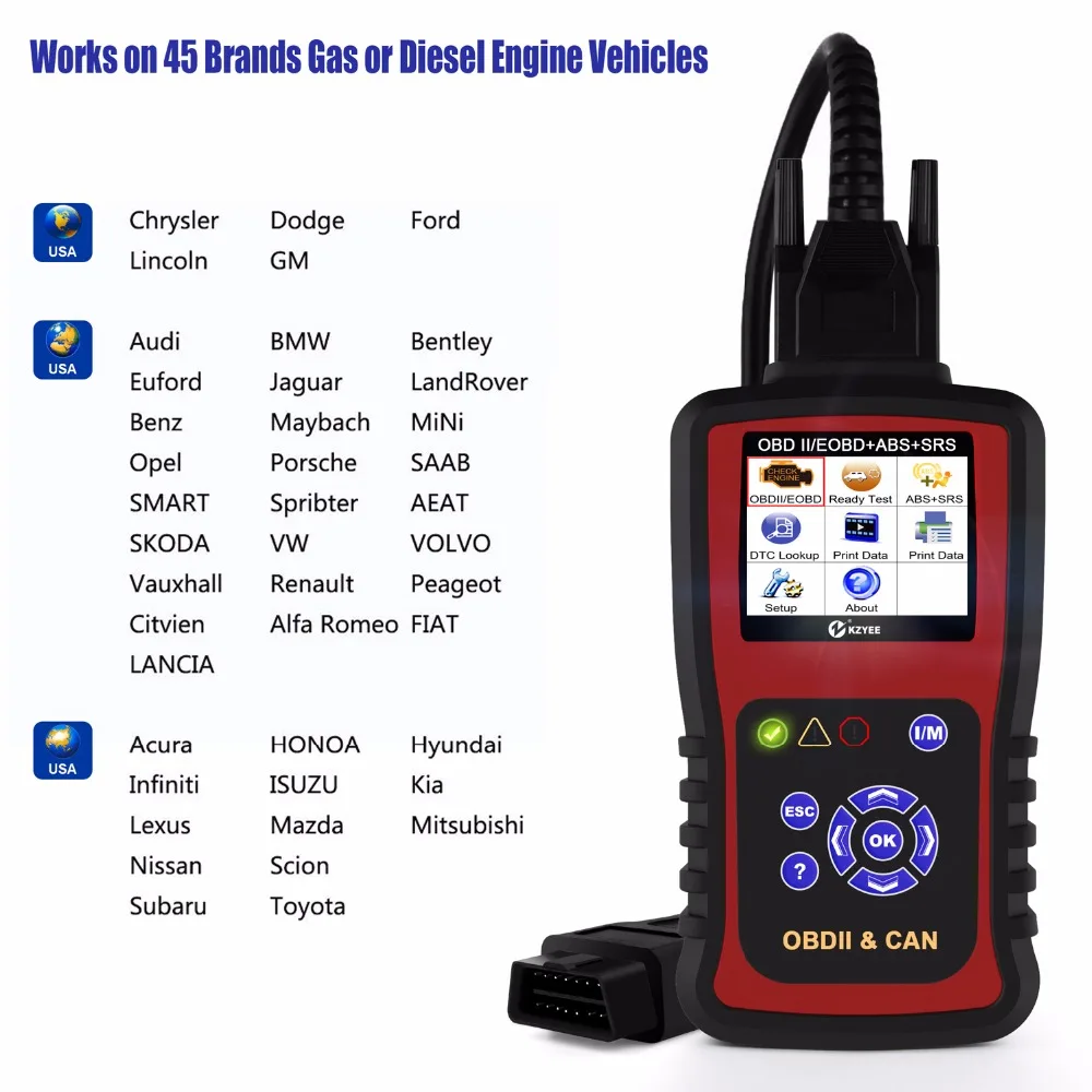 KZYEE KC501 автомобильной двигатель сканера проверить ABS SAS подушка безопасности БД 2 авто диагностики товара Reader автомобиля диагностический