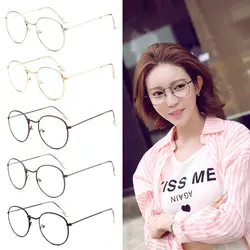 NoEnName_Null Винтаж для мужчин женские очки металлический каркас очки Круглый Прозрачные Линзы для очков оптический