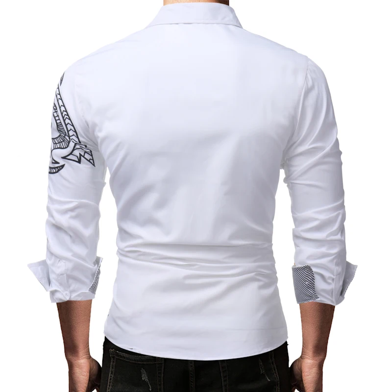 Новинка, мужская рубашка с длинным рукавом, драконы, мужская повседневная тонкая рубашка с отворотом, Мужская качественная рубашка, большой размер 4XL QARE