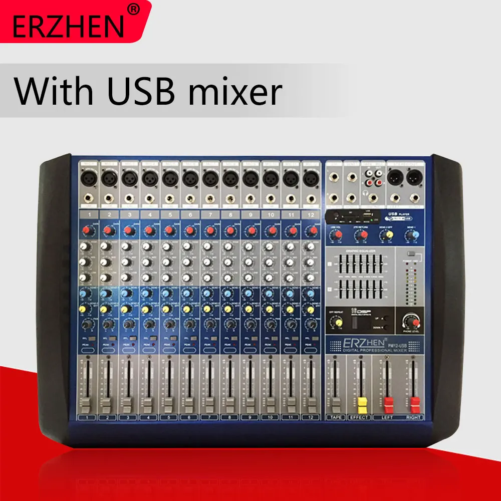 

Audio Mixer Console W8000T12 Professional Mixer Audio Amplifier Sound Processor 8 Channel USB