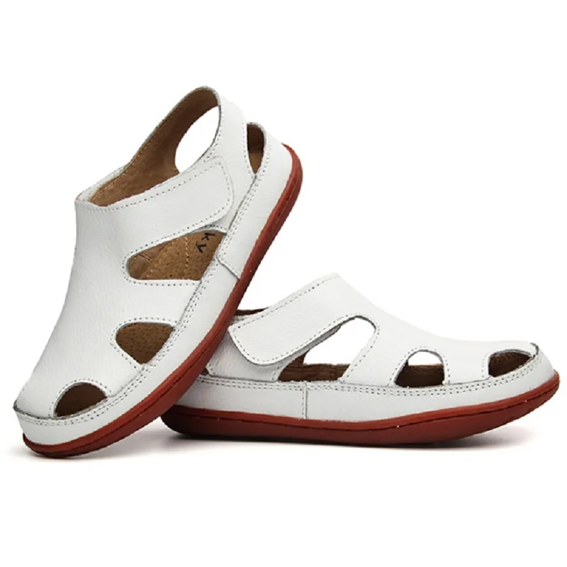 

Genuine Leather Unisex Kids Fisherman Sandals Children Hollow Out Beach Sandalias Soft Sole Rubber Shoes For Girls Boys Footwear