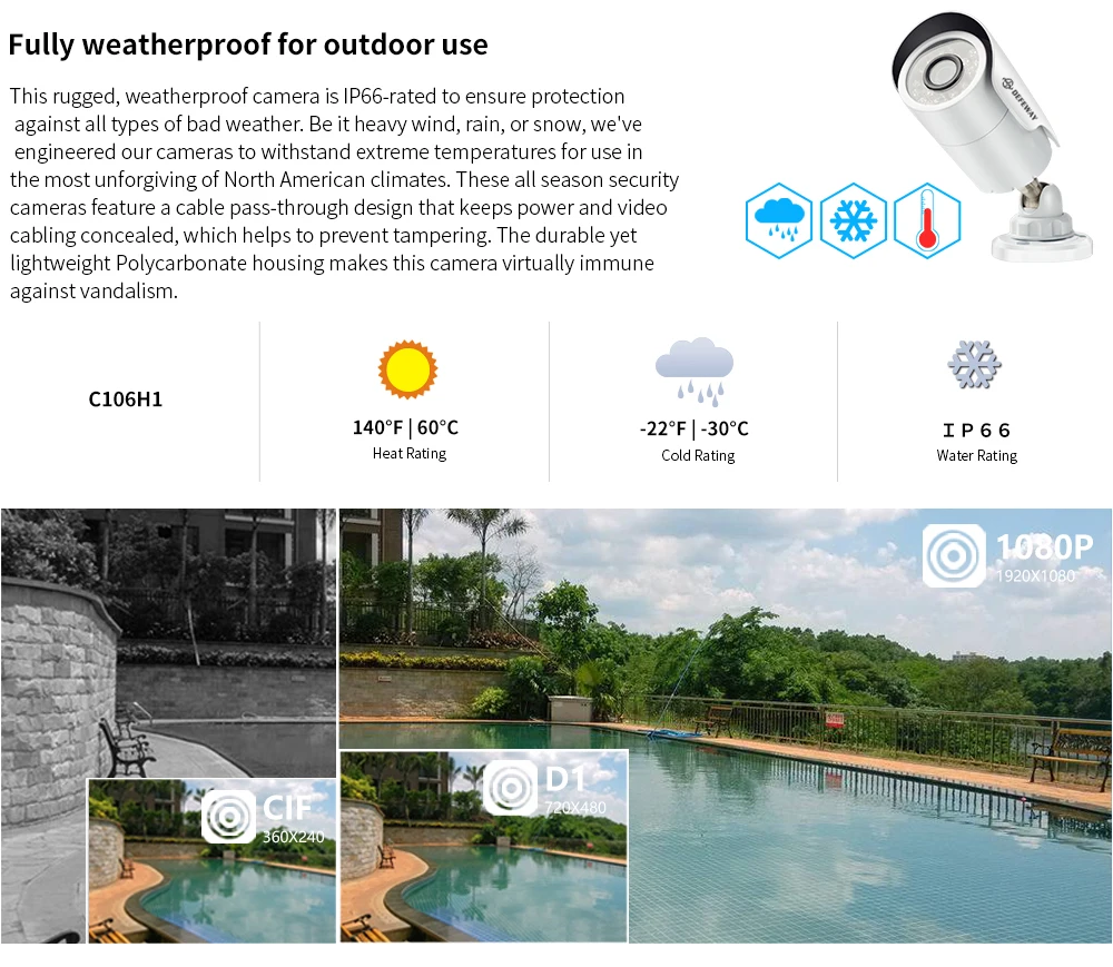 Система видеонаблюдения DEFEWAY 4CH, 4 шт., 2000TVL, уличная камера безопасности с защитой от атмосферных воздействий, 1080 P, DVR, день и ночь, DIY Kit, система видеонаблюдения