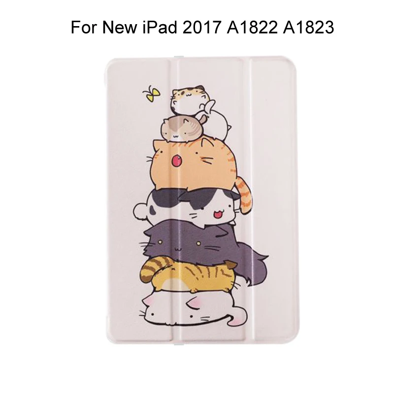 Милый мультяшный чехол Kawaii Akita с Умной подставкой, для iPad Mini 1 2 3 4, чехол для нового iPad Air 1 2 - Цвет: Cats for iPad 2017