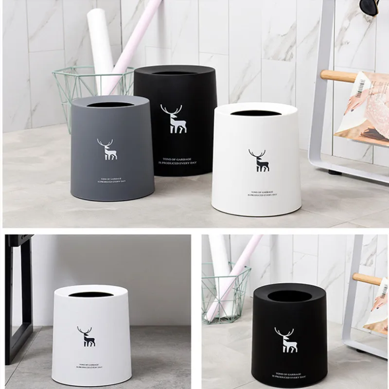 

Reindeer Trash Can Without Paper Basket European Plastic Double Trash Can Living Room Office Storage Garbage Box Recycling Bin