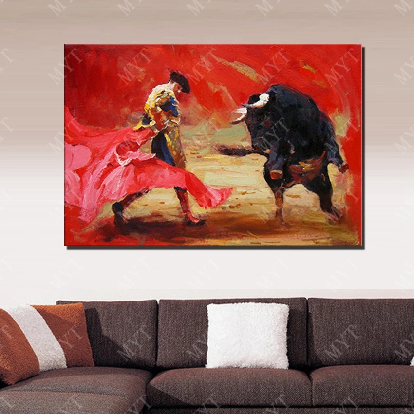Abstract Spanish Bullfighter Oil Painting Living Room Wall Pictures Large Canvas Wall Art Hand