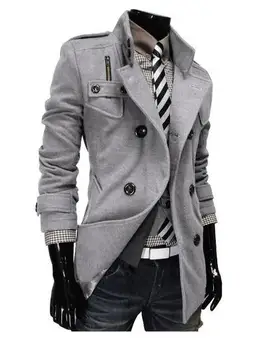 

Male Thicker Korean version Coat Tide men Windbreaker Slim coat Double breasted Coat XE07 6898