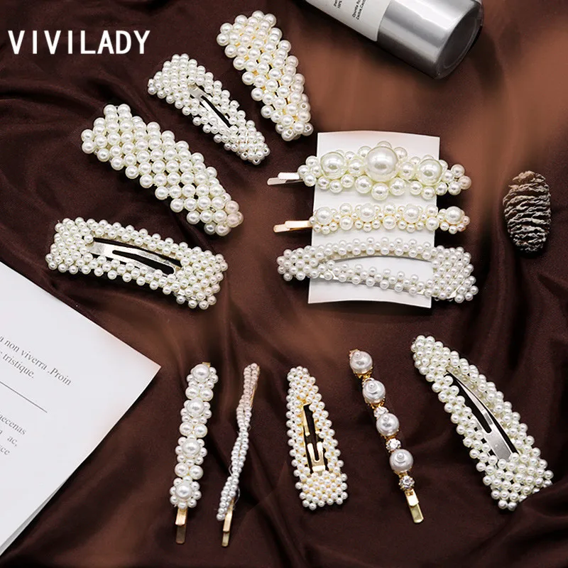VIVILADY, ручная работа, полностью имитация жемчуга, кристалл, женская одежда, заколки для волос, европейский бренд, для девушек, трендовые заколки для волос, украшения, бижутерия