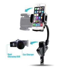 Новое поступление Автомобильный держатель для телефона с двумя usb-прикуривателями для зарядки мобильного телефона с поворотом на 360 градусов