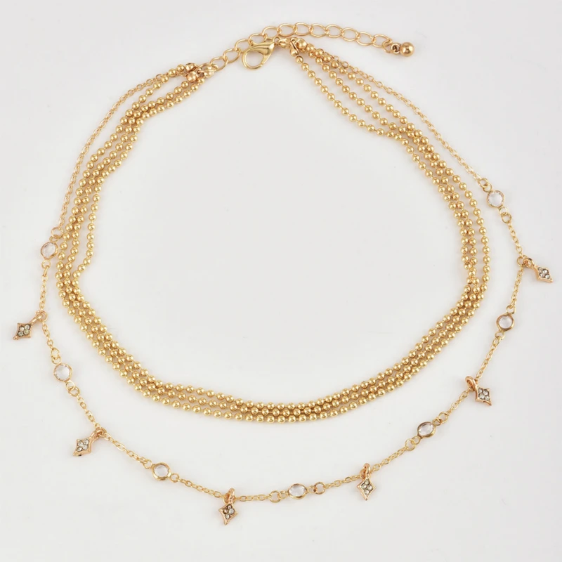 Новое модное многослойное женское ожерелье со звездами и кристаллами, золотое ожерелье, индивидуальное простое ожерелье