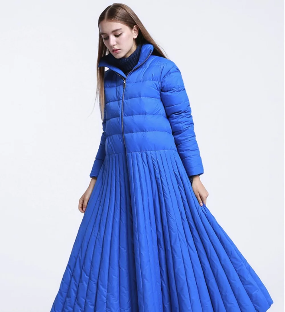 Осеннее и зимнее длинное женское пальто, особый дизайн, пальто, синий, XL, повседневная женская одежда, пуховик