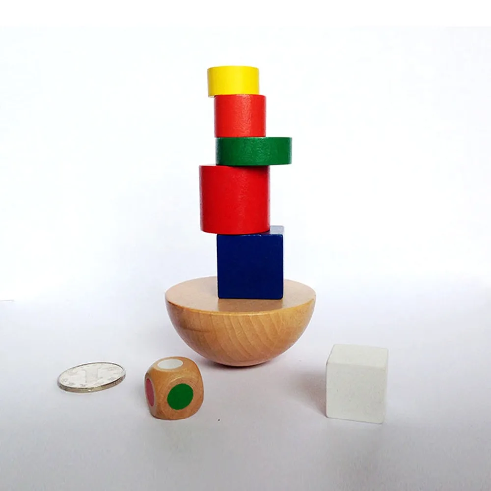 

Montessori Wooden Geometric Blocks Kids Balancing Training Game Early Educational Fun Toys Children Baby Family Game Gifts 8PCS