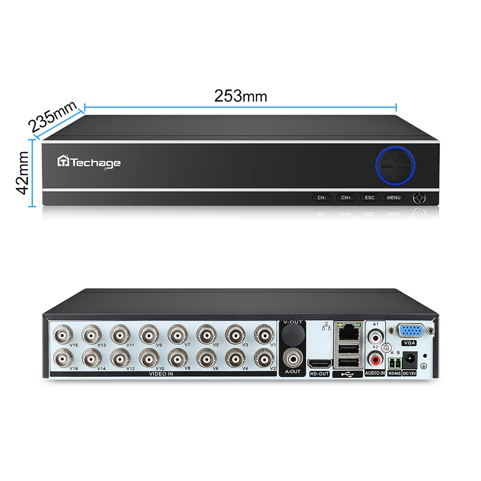 Techage H.264 16CH 1080N AHD CCTV DVR NVR P2P Cloud Security цифровой видеорегистратор для 1080P HDMI видео