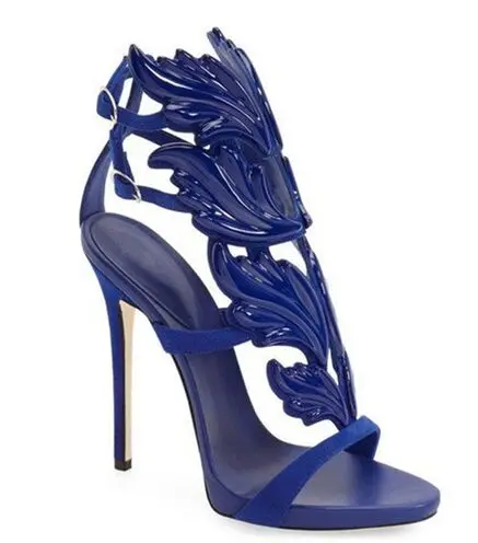 Pink Nude Gold Black Red Winged Leaves Gladiator Women Sandals 2016 Patent Leather Stiletto High Heels Sandals Shoes Woman Botas (49)