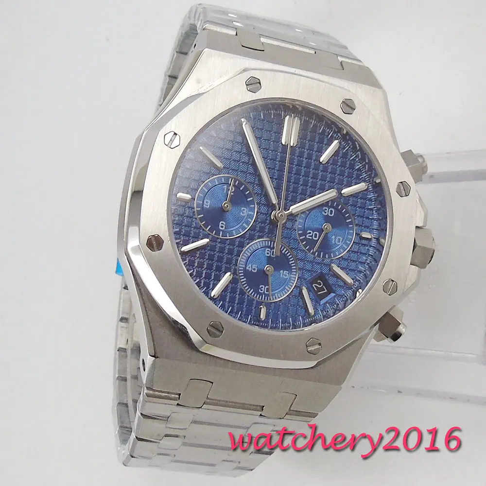 

44mm Sterile Black Dial Stainless steel Case Luminous Hands 17 Jewels 6497 Hand Winding Movement men's Watch