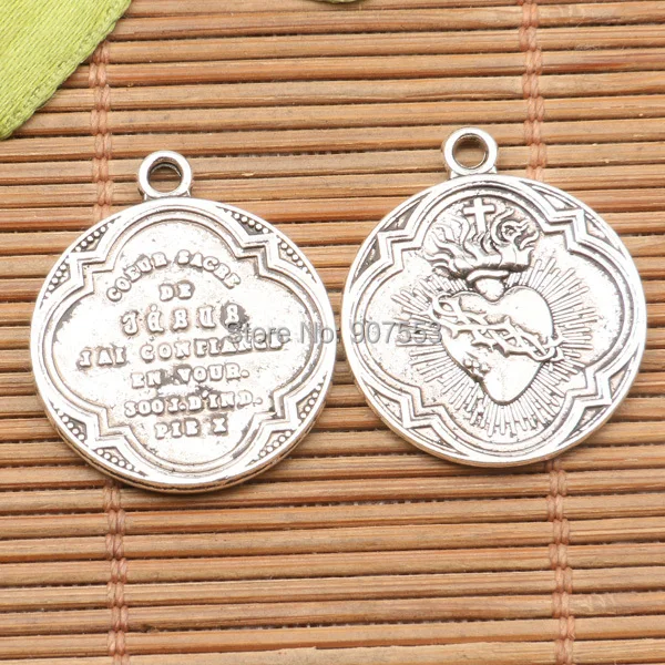 

20Pcs tibetan Silver tone round shaped religious cross design charms H0270
