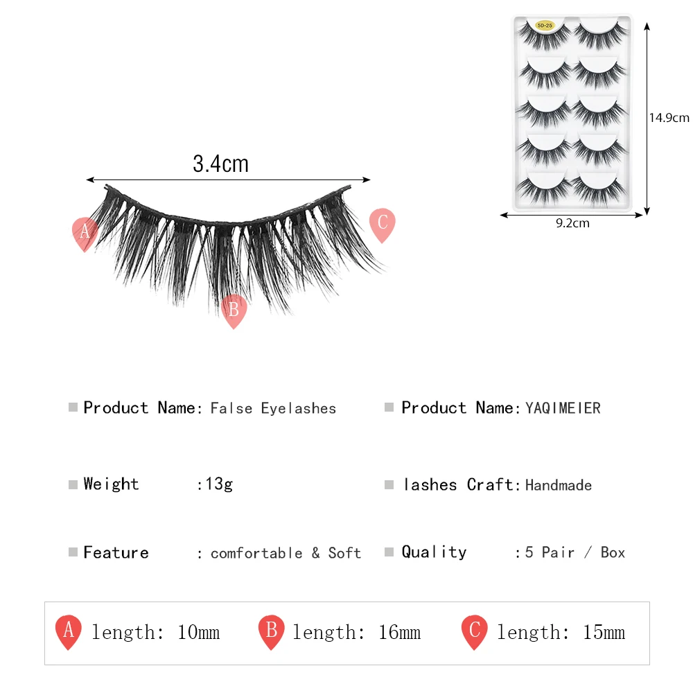 ZMQ5D25 eyelashes size