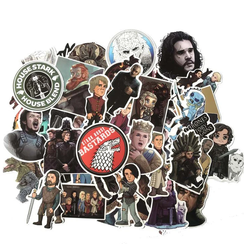 

61pcs Cartoon Stickers Game of Thrones Stickers War TV Series for Luggage Car Laptop Notebook Decal Fridge Skateboard Sticker