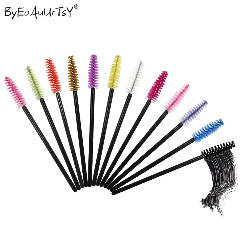 50PcsPack Disposable Micro Eyelash Brushes Mascara Wands Applicator Wand Brushes Eyelash Comb Brushes Spoolers Makeup Tool Kit (10)