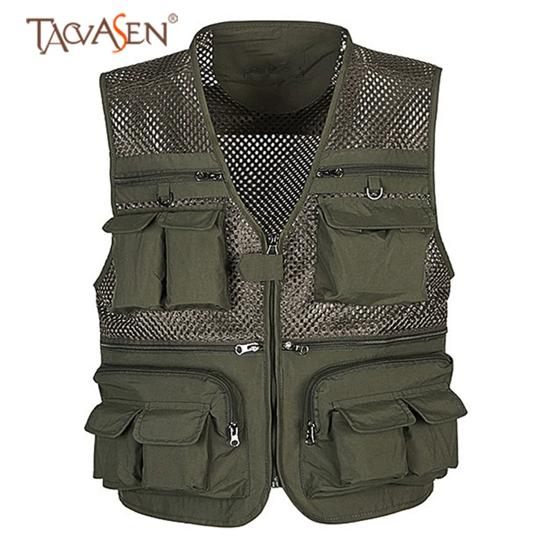 

TACVASEN Tactical Vest Military Army Vest Many Pocket Safari Travel Vests Outdoor Hunting Mesh Vest Hiking Camping Vests Fishing