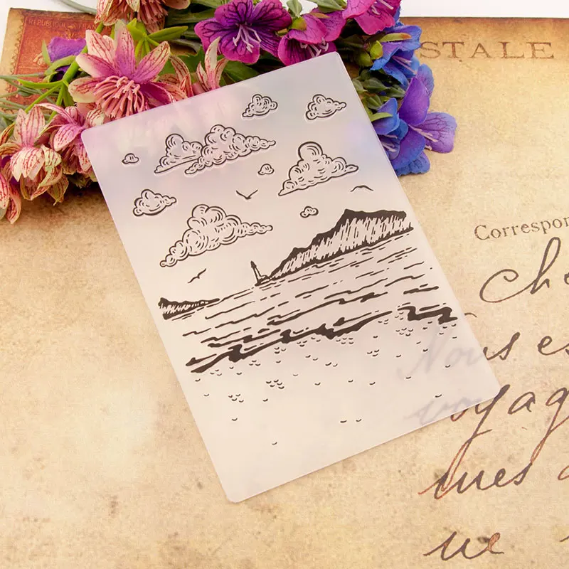 

River Plastic Embossing Folders Cloud Background Card Template for DIY Scrapbooking photo ablum card making Supplies 10.5*14.8cm
