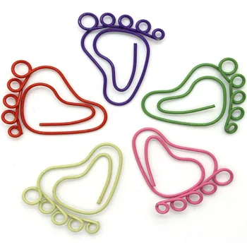 

1000 Pieces Small Foot Bookmark Clip Office Stationery Lovely Feet Shape Metal Bookmarks Paper Clip Random Color