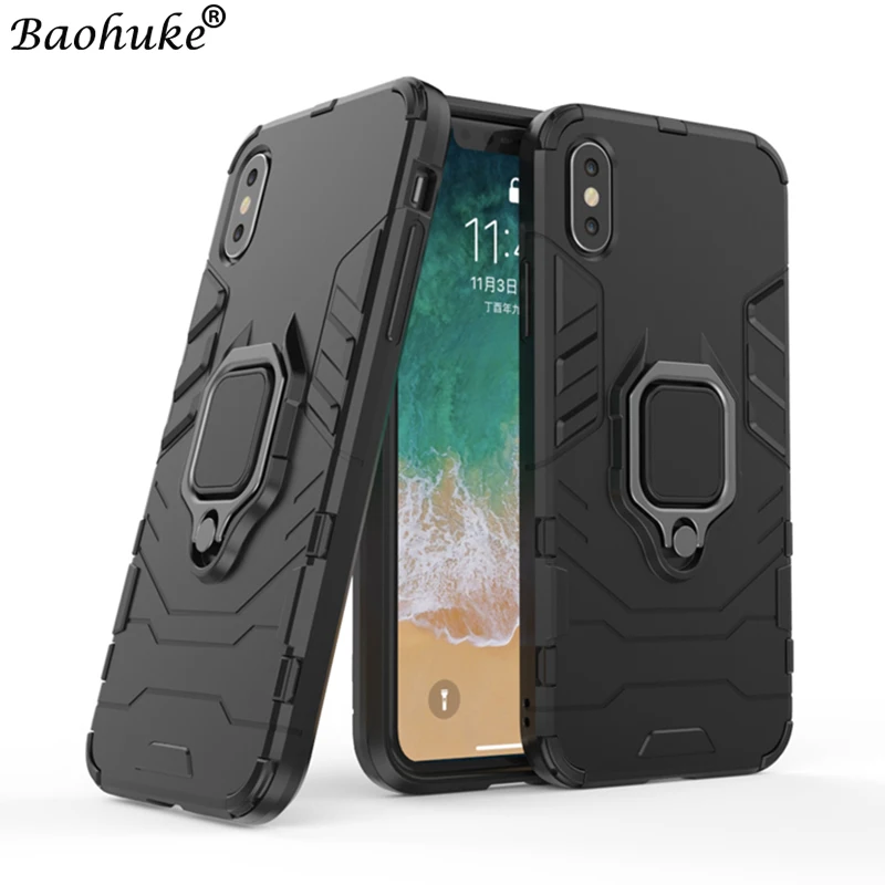 

Shockproof Armor Case For iPhone X XS XR XS Max Hard Silicone Phone Case For iPhoneX XR XS Max Luxury Ring Holder TPU Back Cover