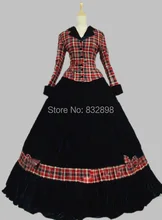 Civil War Ball Gown Dress Tartan Velvet Reenactment Theatre Wear Stage Ball Gowns