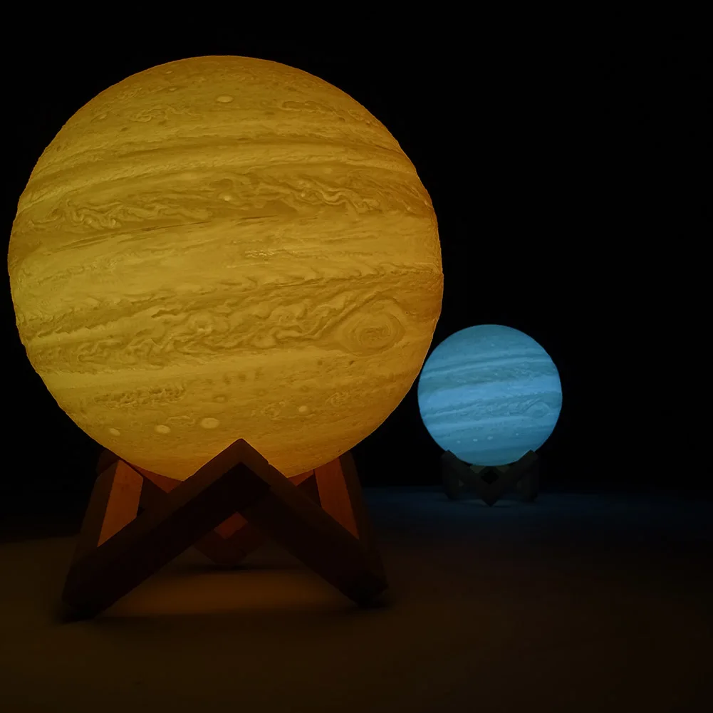 

Newest 3D Print Night Light Jupiter Lamp Rechargeable Change LED Home Decoration Creative Gift New @8