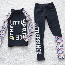 M-2XL с длинным рукавом для мальчиков купальный костюм из двух частей спортивный Размеры S и M купальные костюмы Для детей купальник пляжная одежда Купальные костюмы