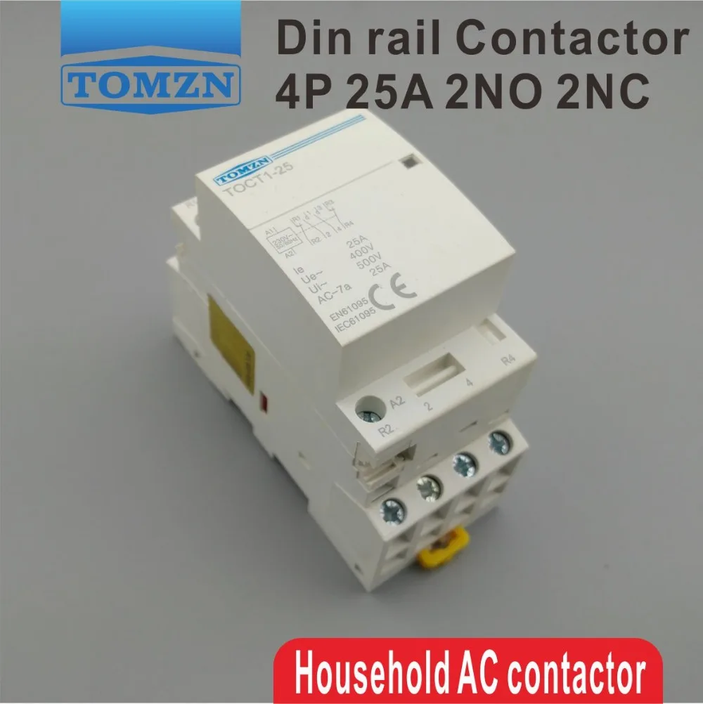 TOCT1 4 P 25A 2NC 2NO 220 В/230 В 50/60 Гц din-рейку бытовой ac модульная контактор - изображение