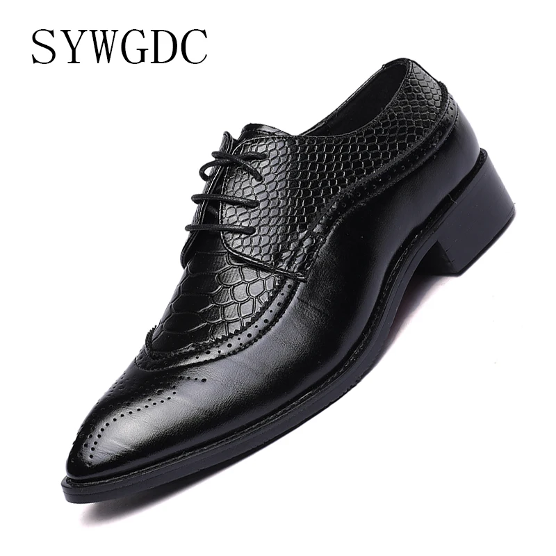 

SYWGDC Men Dress Shoes Italian Luxury Brand Brogue Shoes Male Lace Up Pointed Toe Bullock Oxford Shoes Casual Wedding Big Size48