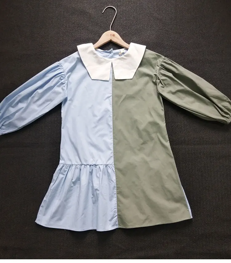

Brand New Girls Dress Two Colors Patchwork Children Cotton Dress for Baby Princess Dress Personality Teenage Dresses