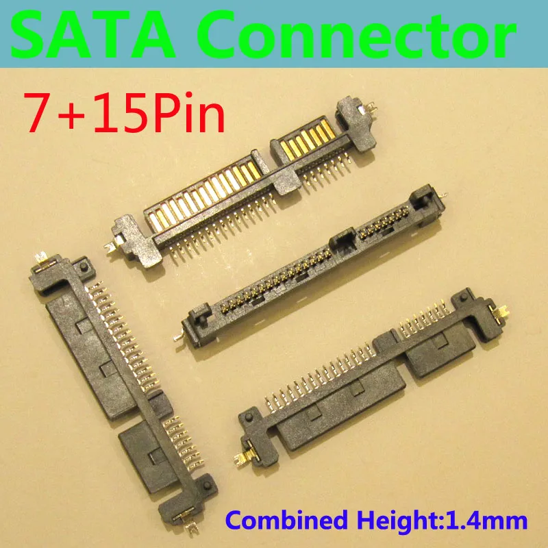 

SATA Connector/Plug, Offset type Male Adapter , SSD/HDD Connector, SMT,Locating Peg,H=1.4mm ,SATA 22P Connector, 7pin + 15pin