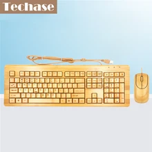 Techase проводной Мышь и клавиатуры Combo USB Стандартный Bamboo Teclado mecanico игры Мышь игрового набора Teclado у Ратон inalambrico PC