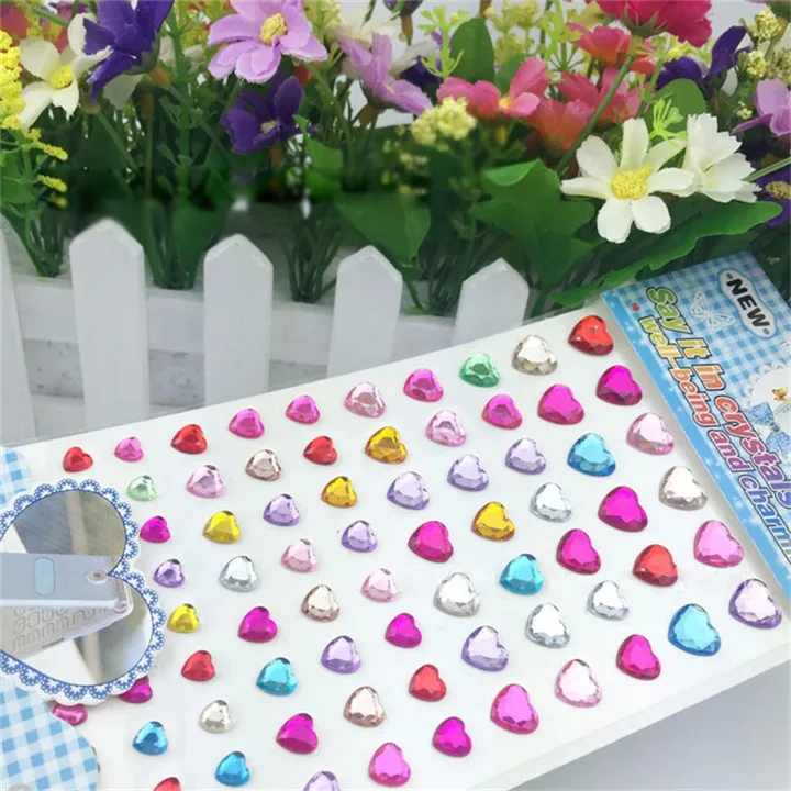 7 Heart Motif Rhinestones Flat-back Beads Sticker Phone Car Nail Rhinestones Sticker Jewelry Accessories For Diy Women